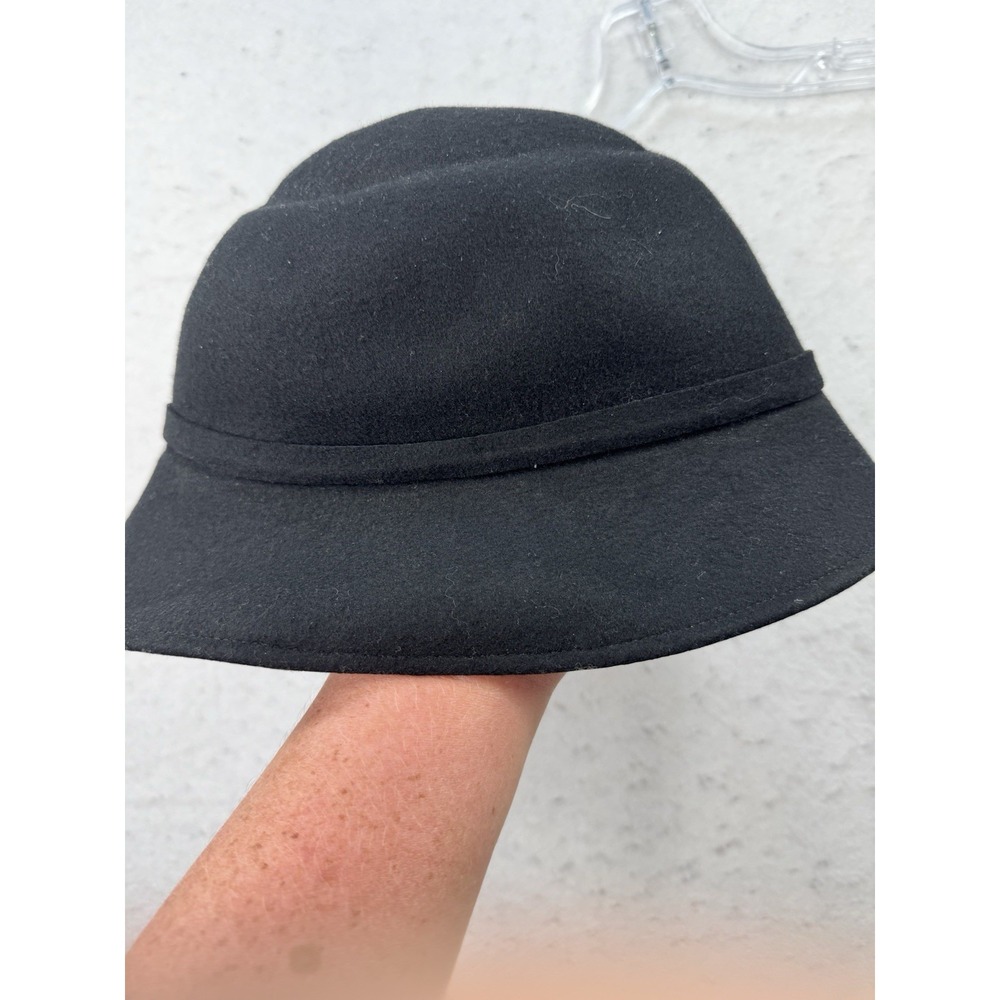 Made in Italy Cashmere Bucket Hat Women S Black 100% Wool 20s Flapper Elegant - Picture 4 of 8